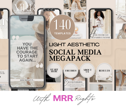 140 Light Aesthetic Social Media Mega Pack with MRR