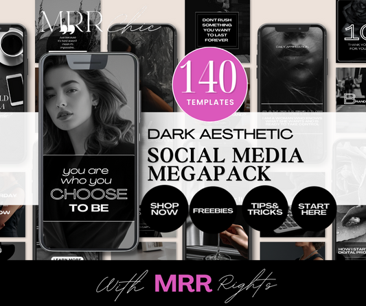 140 Dark Aesthetic Social Media Mega Pack with MRR